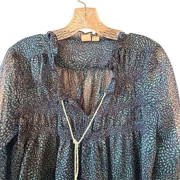 Roxy Indigo Ditsy Gypsy Garden Peasant Top Size Medium - Picture 3 of 11